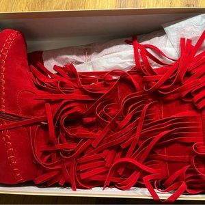 Red Fringe Boots